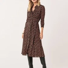DVF Diane von Furstenberg Andi Tie Paisley black shirtdress midi new XXS 0 00