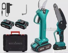 KIT 2 PZ FORBICE a BATTERIA DA Potatura +MOTOSEGA +Valigia CESOIA 48V 2 BATTERIE