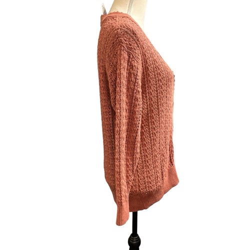 Wilfred Aritzia Sweater Womens XS Mauve Reverence Open Knit Cardigan Preppy - Picture 4 of 11