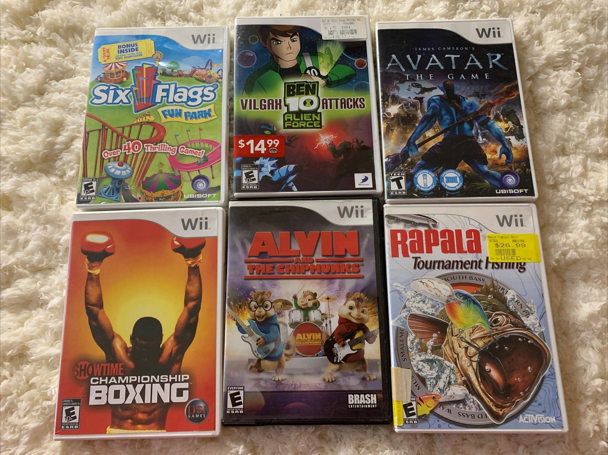 NINTENDO WII System Game Lot - 6 Game Bundle Avatar Boxing Ben10