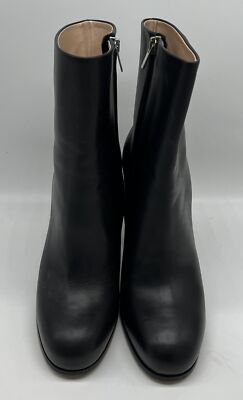 Celine Black Leather Mid-Calf Block-Heel Bootie w/ Inner Zip