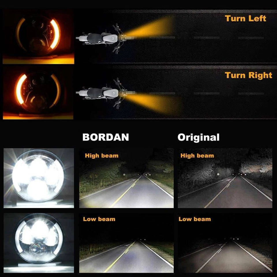 Faro LED de 7 pulgadas con intermitente para Harley Davidson Touring Street Glide Foto 3 de 4