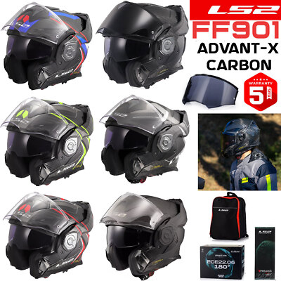 LS2 FF901 ADVANT X CARBON MODULAR FLIP FRONT DUAL VISOR MOTORRAD STURZHELM