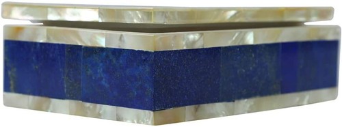 Joyero individual hecho a mano lapislázuli con incrustación de fregona mosaico piedra Ge... - Imagen 8 de 11