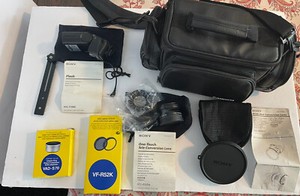 VTG Sony Accessories For Video Camera~Lens/Adapter Ring/Flash/ Ambico V-4465 Bag