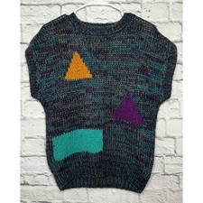 80s vintage SML SPORT hand knitted mohair wool blend sweater top size M.