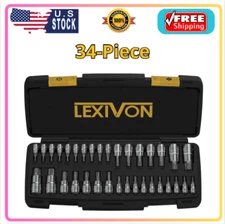 LEXIVON Complete 34pc Master TORX Bit Socket Set Premium S2 Alloy Steel w/ Case