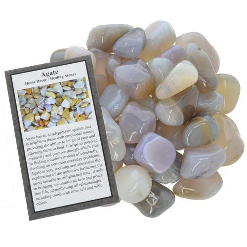 3 lbs Grey Agate Tumbled Stones - Grade 1 - Small - 0.75" to 1.25" Avg. - Picture 2 of 3
