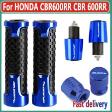 Blue For HONDA CBR600RR 7/8" 22MM Handlebar Grips Handle Bar End Cap Tire Valve