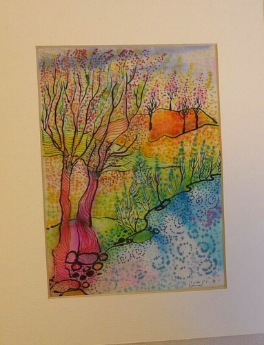 ORIGINAL HAND PAINTING ON SILK 14  X 11 INCH DIRECT FROM ARTIST RIVKA FILIIN   - Picture 12 of 12