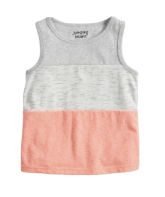 Jumping Beans Baby Boy ￼Gray Neon Coral Color Block Tank Top Size 24 Months
