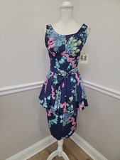 VTG Tea Garden Party Dress "COUNTRY ROMANCE"Sleeveless With Peplum Size 7/8 NWT 