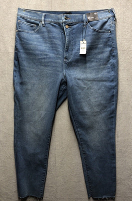 Express Skinny Super High Rise Size 16S Med Wash Distress NWT
