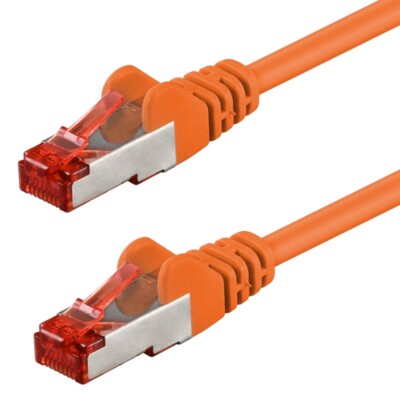 Netzwerkkabel Cat.6 orange 50m S/FTP PiMF 250MHz DSL LAN Patch-Kabel 1:1