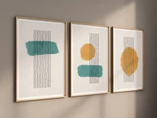 Bohemian Set Of 3 Wall Art Canvas Framed Print Boho Printable Colorful Paintings