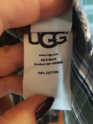 Camisa de franela UGG para hombre mediana Anders a cuadros verde oliva azul blanco nueva con etiquetas $95 - Imagen 10 de 12