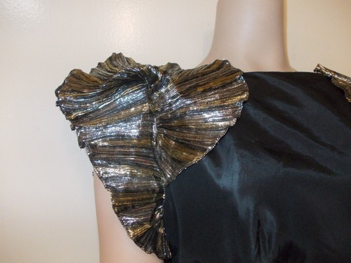 Vintage GEORGE GROSS Metallic Lame/Silk Prom Glamour dress - Picture 14 of 23