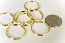 NEW KEY RINGS Lot 10 ~ 24mm 1" Split Ring - GOLD METAL FOR KEYCHAIN
