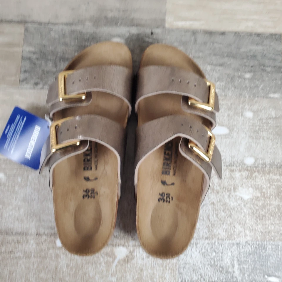 Sandalias Birkenstock Sydney Cojín Mujer Talla 5 Estrechas Graciosas Taupe Birko Flor Foto 4 de 4