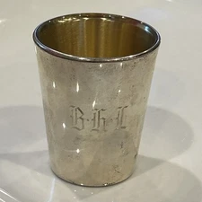 Vintage Reed & Barton Sterling Silver & Glass Lined Shot Glass X77 Monogrammed