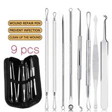 Acne Needle Blackhead Blemish Pimple Remover Comedone Extractor Tweezer Tool Kit