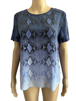 EQUIPMENT Riley reine Seide blau ombre Farbverlauf Schlange Bluse Top T-Shirt XS UK 6-8