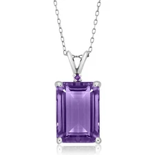 7.12 Cttw Amethyst Pendant Necklace For Women In 925 Sterling Silver | Gemstone