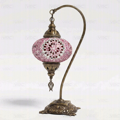 Rosa türkische Mosaik Tischlampe - handgefertigte marokkanische Schwanenhals Schreibtischlampe