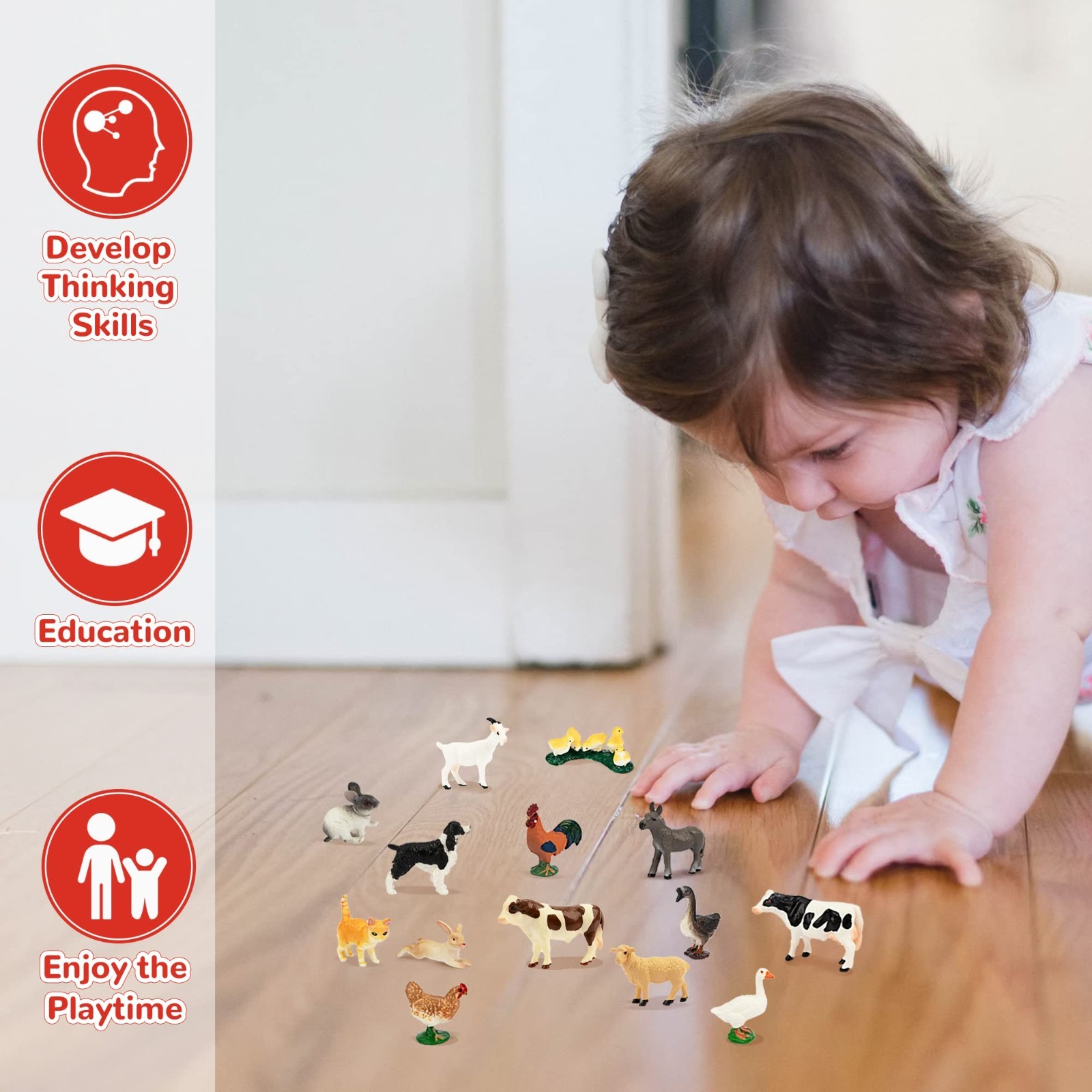 Toymany 14PCS Farm Animal Figures Toy For Kids Children Toddlers