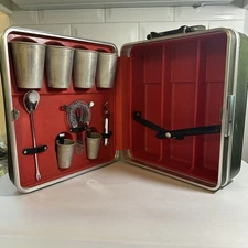 Portable Bar Platt Cocktail Kit NO KEY Travel Suitcase Briefcase Vintage 1960s 