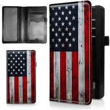 Leather Checkbook Covers for Personal Checkbook Check book Wood Plank Flag