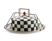 MacKenzie-Childs Check Cake Carrier-Courtly Check