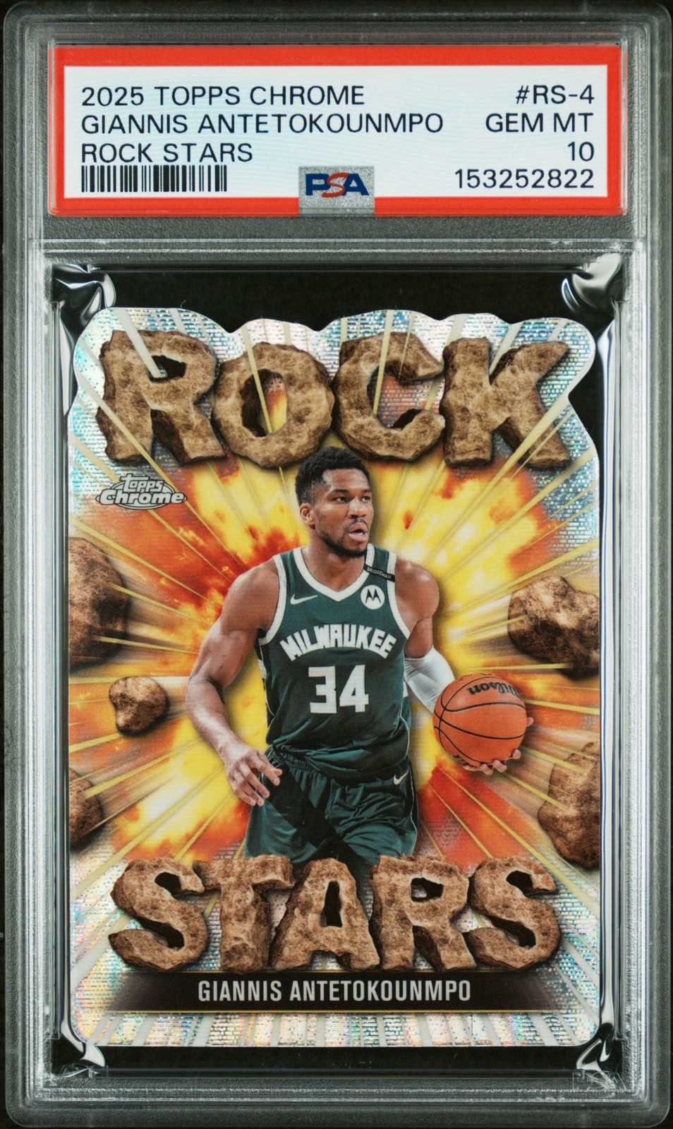 2025-26 Topps Chrome - Rock Stars Giannis Antetokounmpo #RS-4 Bucs PSA GEM MT 10