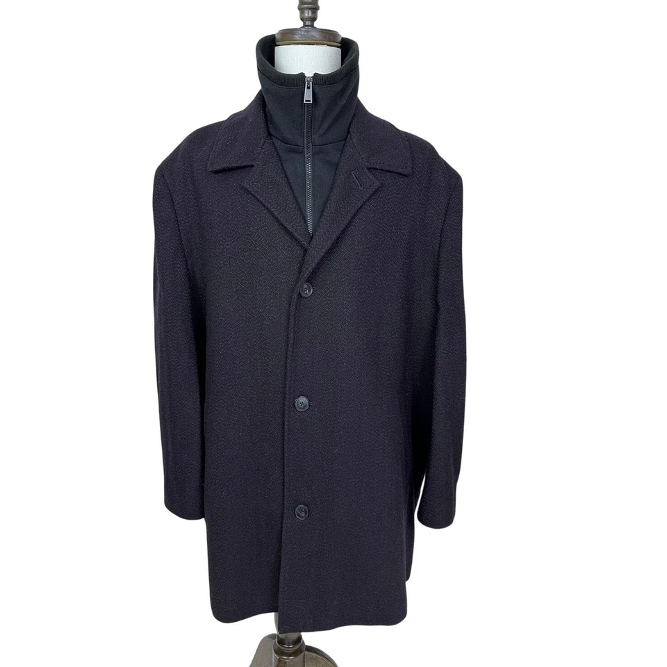 Abrigo Top Abrigo Calvin Klein Para Hombre Coleman Mezcla Lana Cremallera Frontal Babero Talla XL Foto 4 de 4