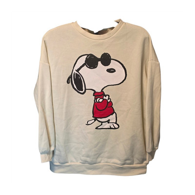 Peanuts Snoopy Woodstock Graphic Pullover Sweatshirt White Crewneck S