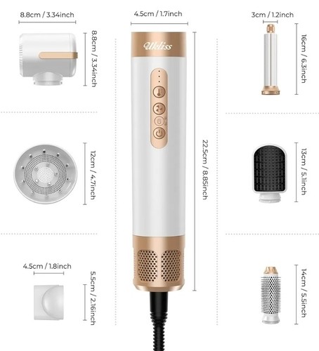 7-in-1 Hot Air Brush Set, Multi-Functional Hair Dryer Styler with Curling Tools - Picture 9 of 10