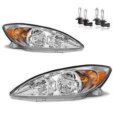 Pair Headlights Assembly For 2002-2004 Toyota Camry Chrome Headlamps With Bulbs