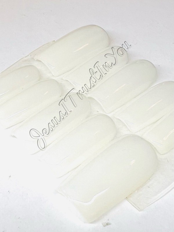 MILKY WHITE - REGULAR SQUARE- HARD GEL PRESS ON NAILS 💅 HANDMADE