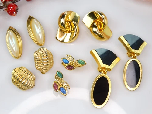 HIGH END LOT VINTAGE EARRINGS 80S DIOR GIVENCHY TRIFARI MOGUL CABS GOLD PEARL XL