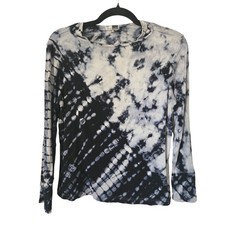 Annie Turbin Womens S Tie Dye Shibori Long Sleeve Top Made in USA Art to Wear