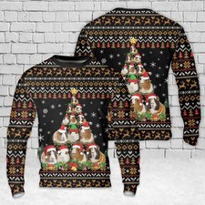 Funny Guinea Pig Christmas Tree Christmas AOP Sweater