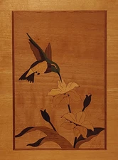 HUDSON RIVER INLAY PICTURE - HUMMINGBIRD - WOOD MARQUETRY by NELSON 10X13 #4