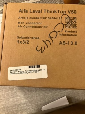 Think Top Control ALFA LAVAL   V50-1×3/2  NEW M12 -1/4in Food Grade new in box