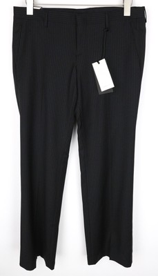John Richmond Herren UK16 Schwarze Wolle Plissiert Gestreiftes Muster Hose
