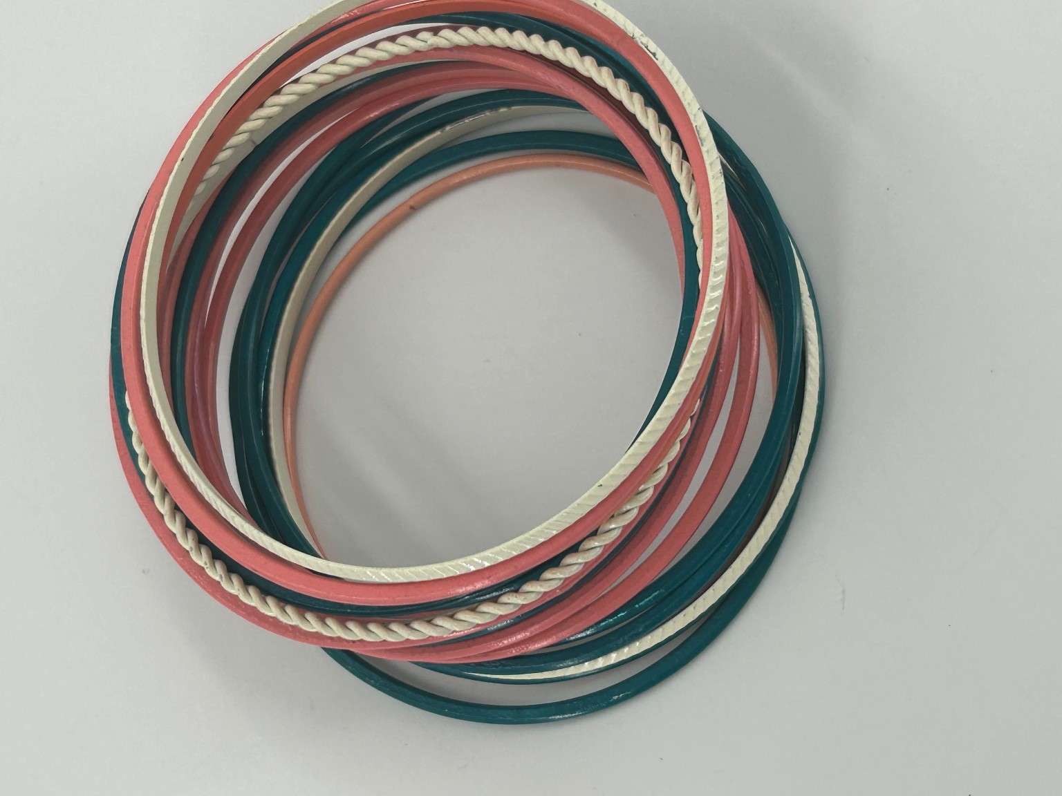 Vintage Stackable Bangle Bracelets Set Enamel Tea… - image 4