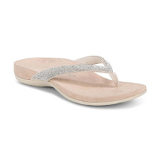 Vionic Women's Dillon Shine Toe Post Sandal Cream Color, Size 6 to 11, New