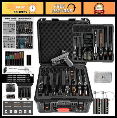 Multi-Handgun Case - Waterproof Hard Shell, TSA Approved, Holds Pistols & Magazi