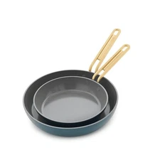 NEW Greenpan Stanley Tucci Ceramic Nonstick Frypan Set  Venetian Teal 20/25cm