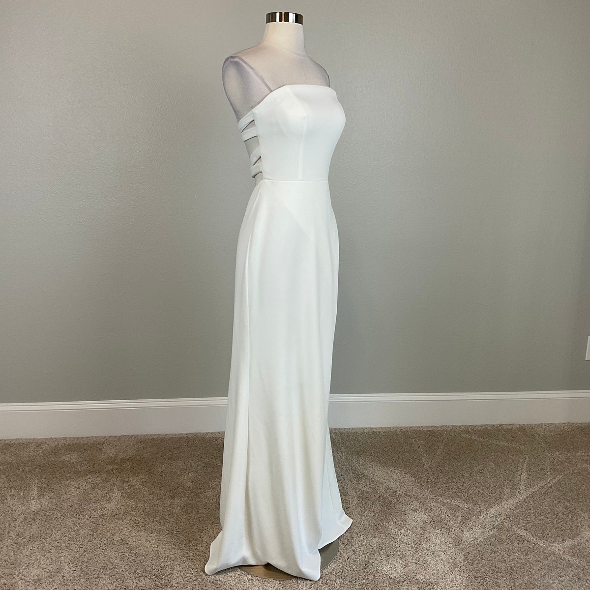 AQUA Women's Formal Dress Size 10 White Strapless Thigh Slit Long Column  Gown | eBay