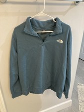 The North Face Circular Design Cotton Blend Quarter Zip Pullover Blue Womens XL